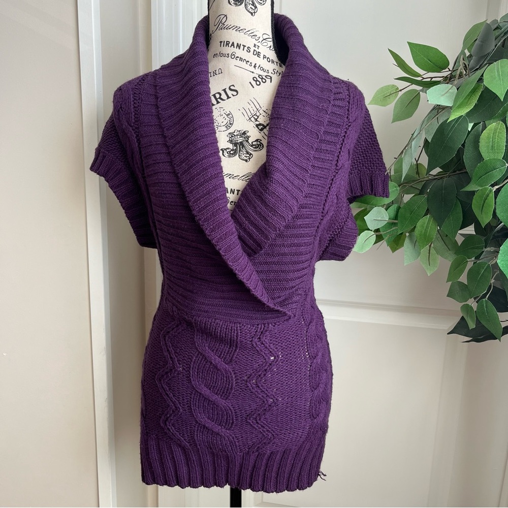 Love Lola Bat Sleeve Knit Tunic Acrylic Sweater Purple SzM